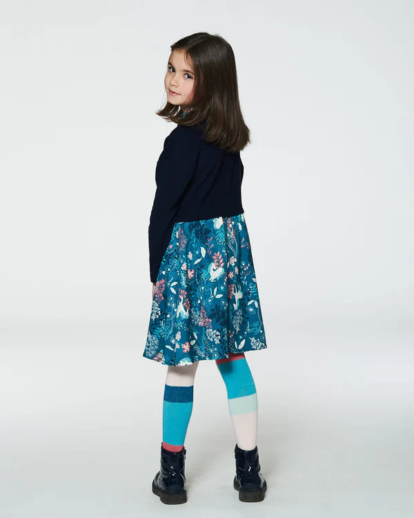 Teal Unicorn in the Fields Navy Top Dress