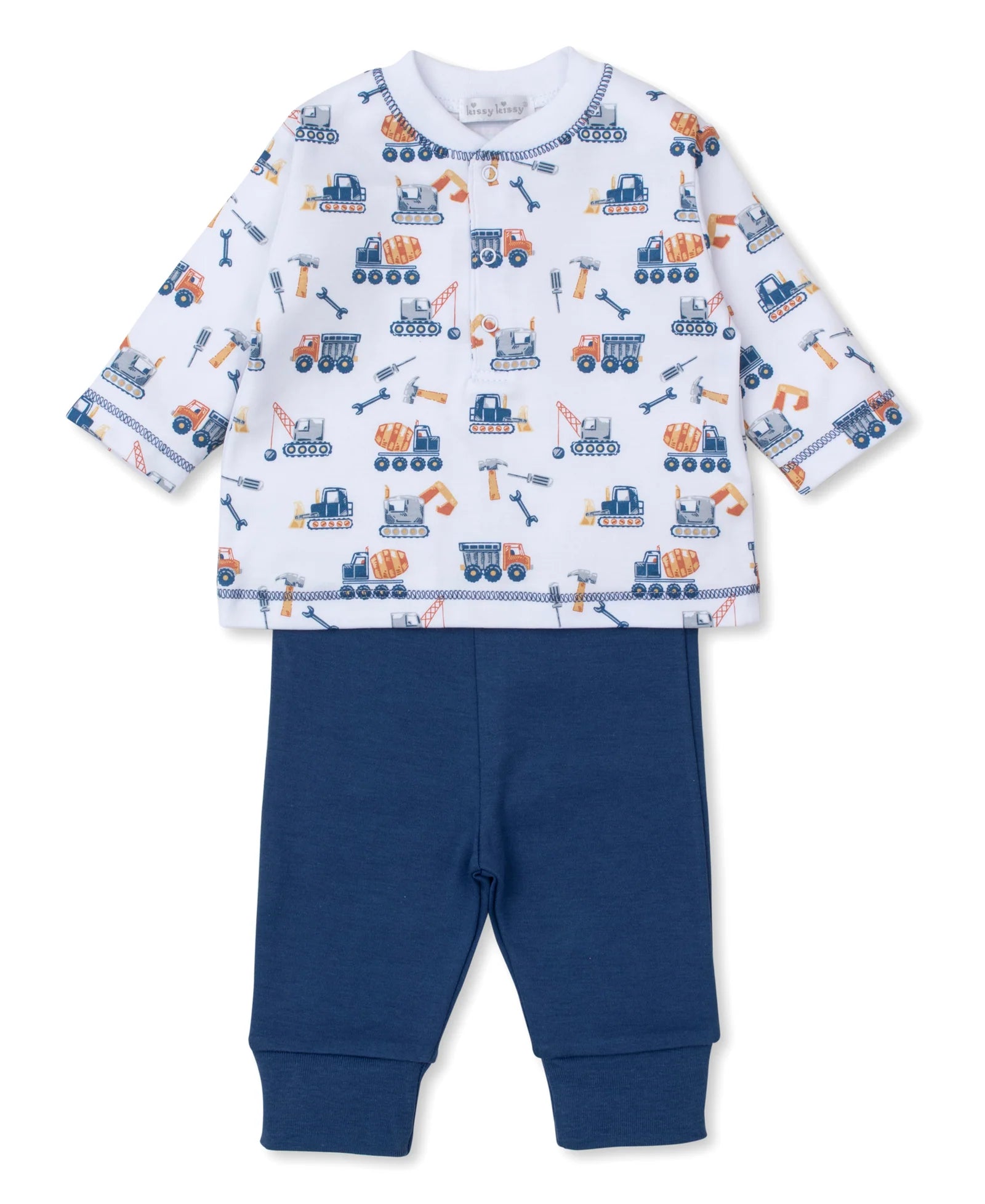 Construction Crew Print Navy Pant Set