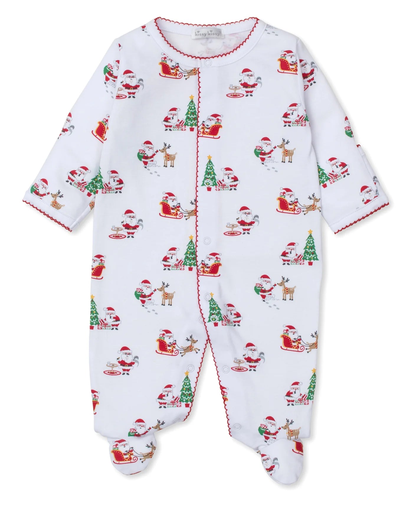 Red White Christmas Magic Print Footie