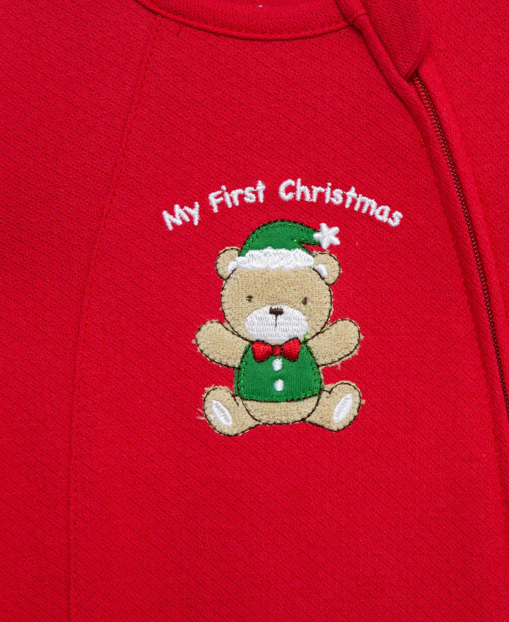 Red First Christmas Holiday Bear Footie