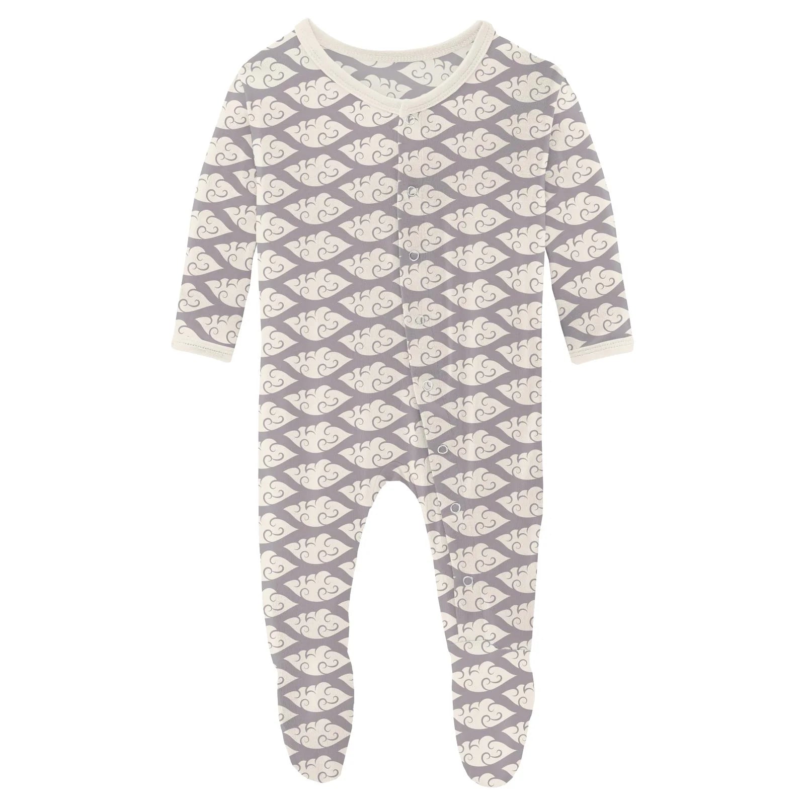 KP Print Snap Footie Feather Cloudy Sea