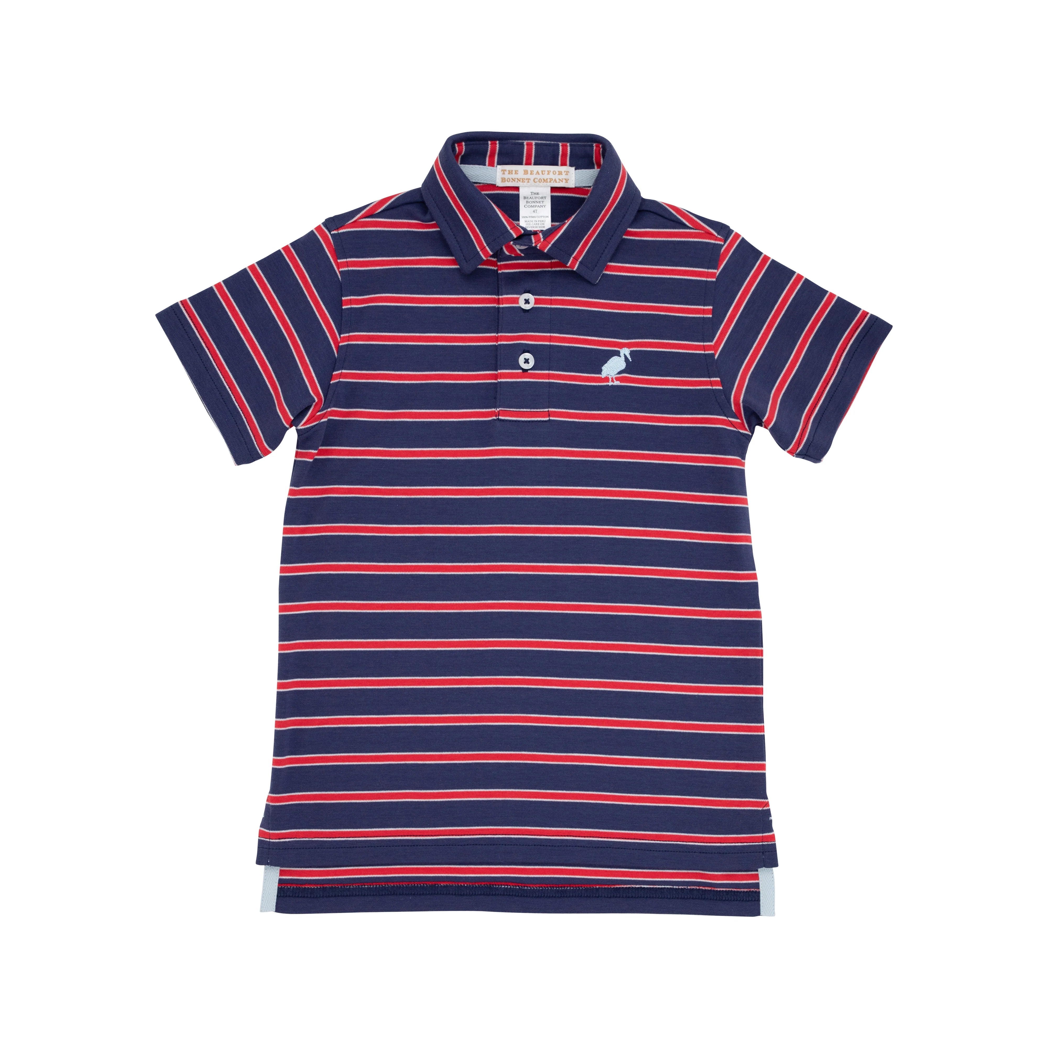 TBBC Prim and Proper Polo Nantucket Navy Richmond Red Stripe