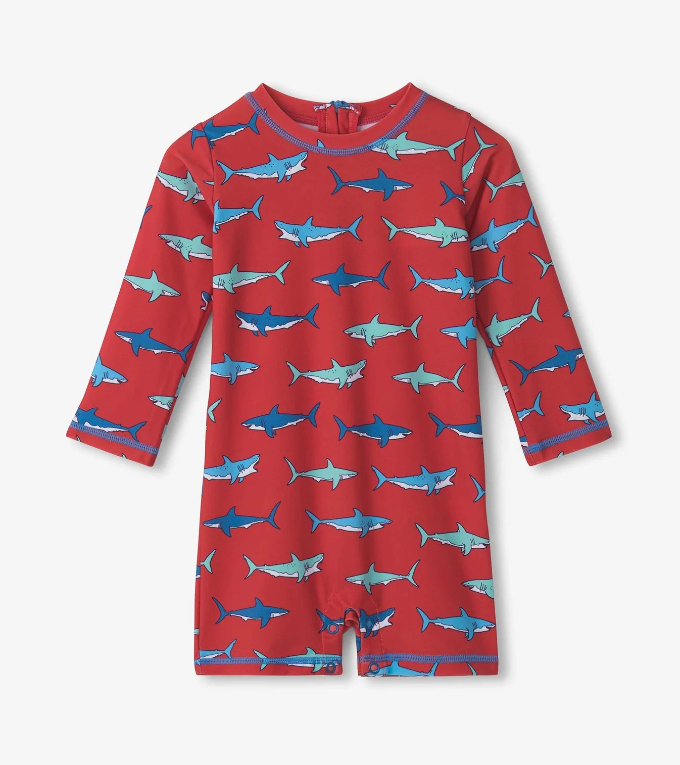 Red Hungry Sharks Rashguard Swimsuit