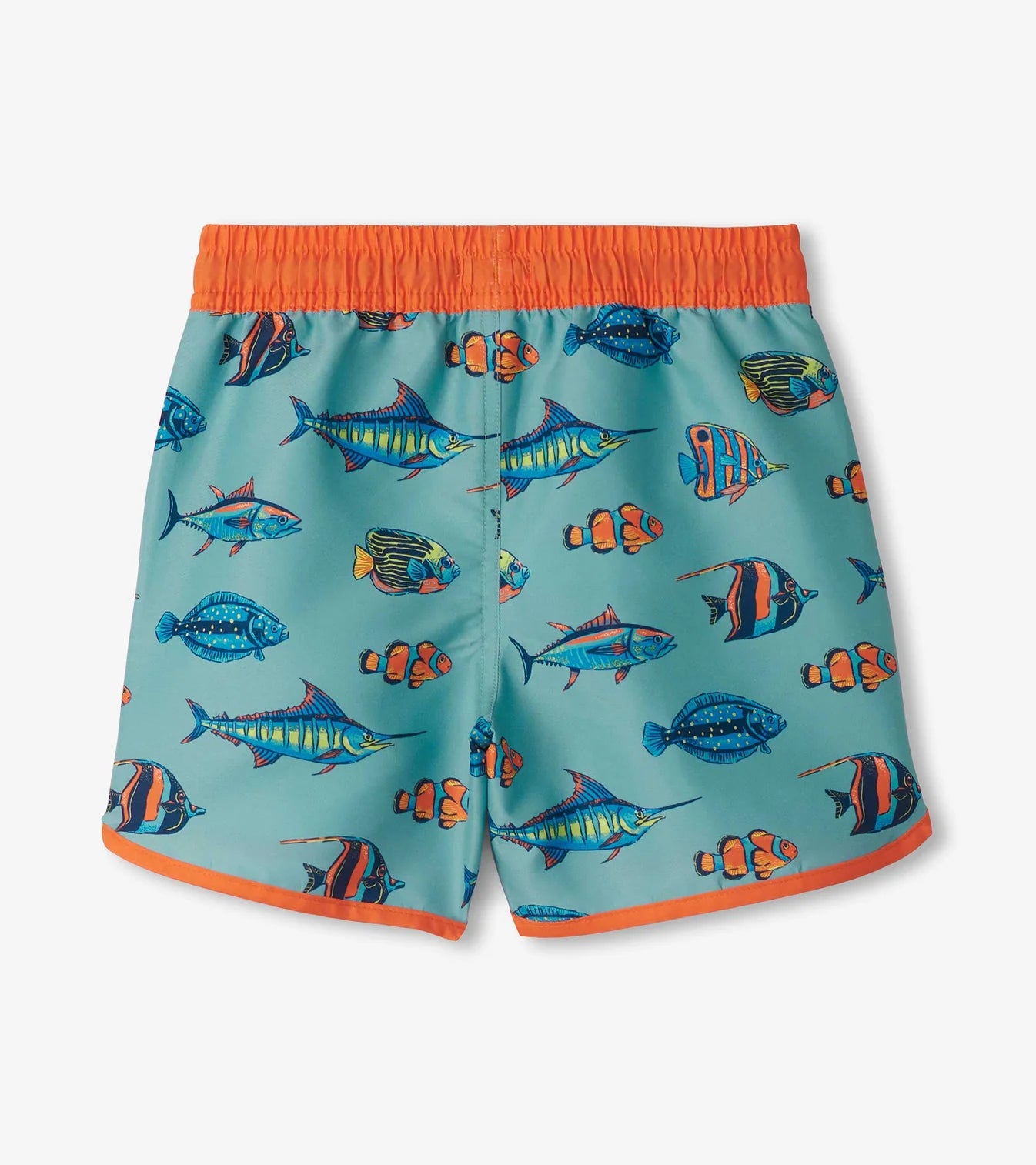 Aqua Orange Tropical Fish Swim Trunks