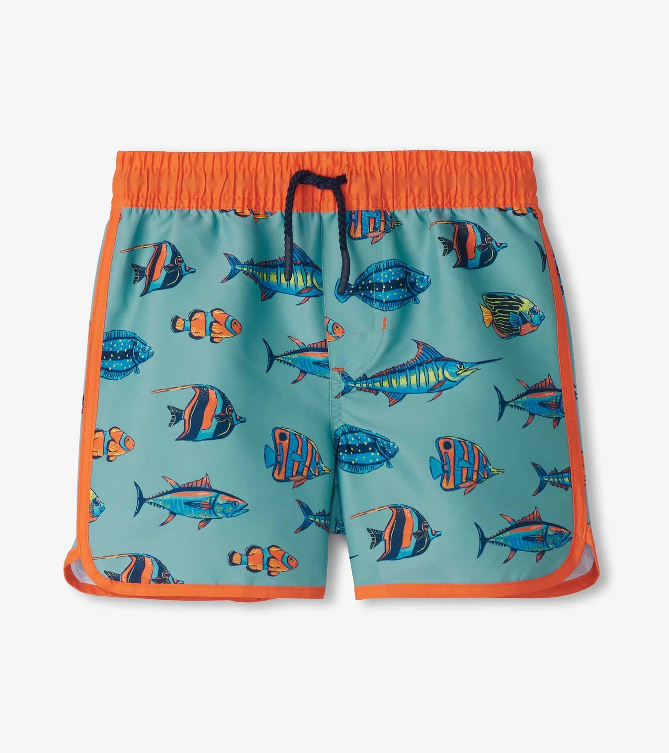 Aqua Orange Tropical Fish Swim Trunks