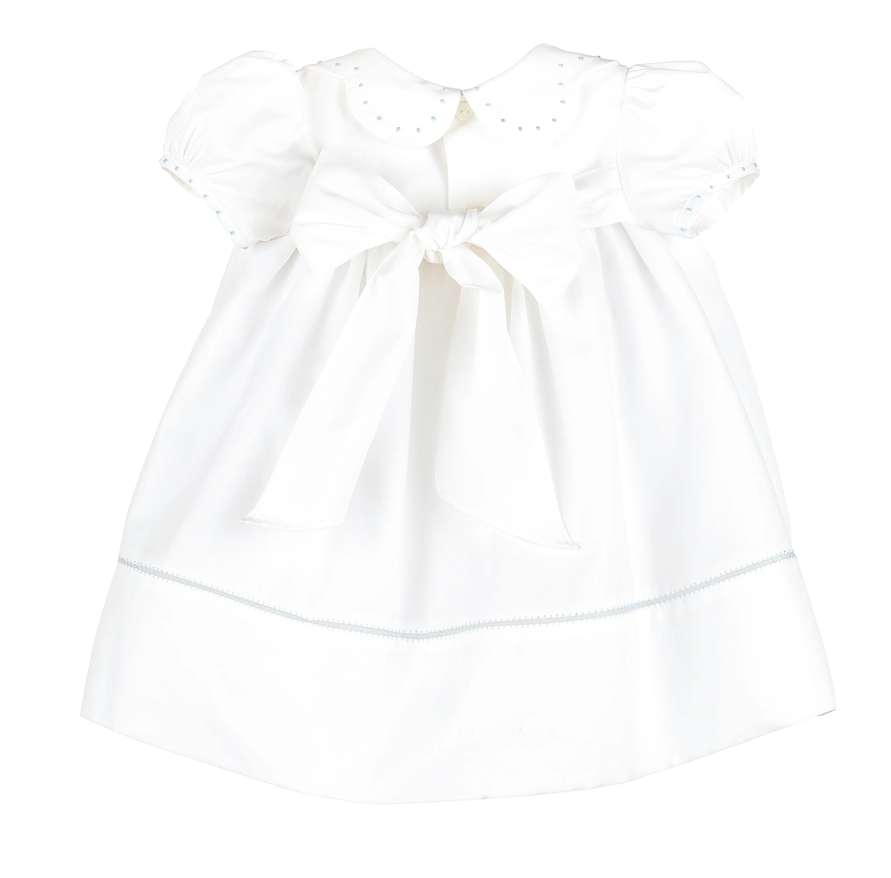 White Merrymaker Dress w Blue Emb