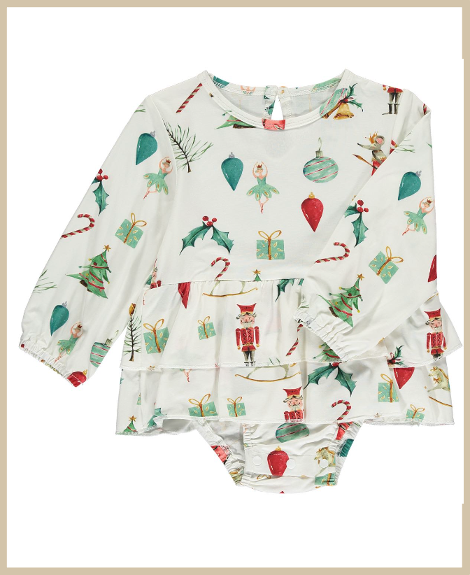 Holiday Nutcracker LS Onesie Dress