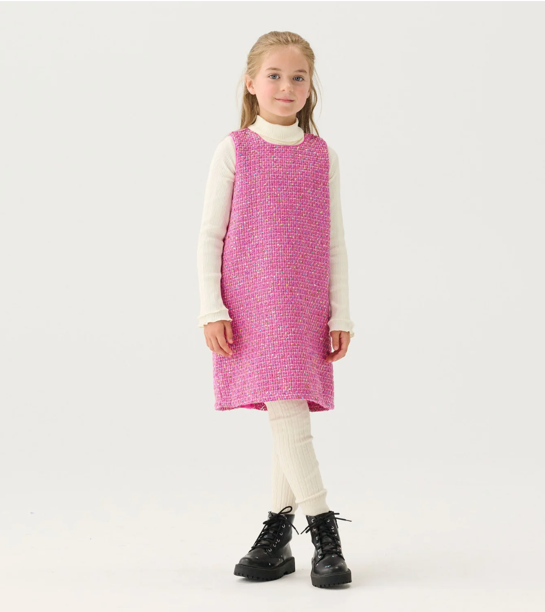 Hot Pink Rose Violet Tweed Dress