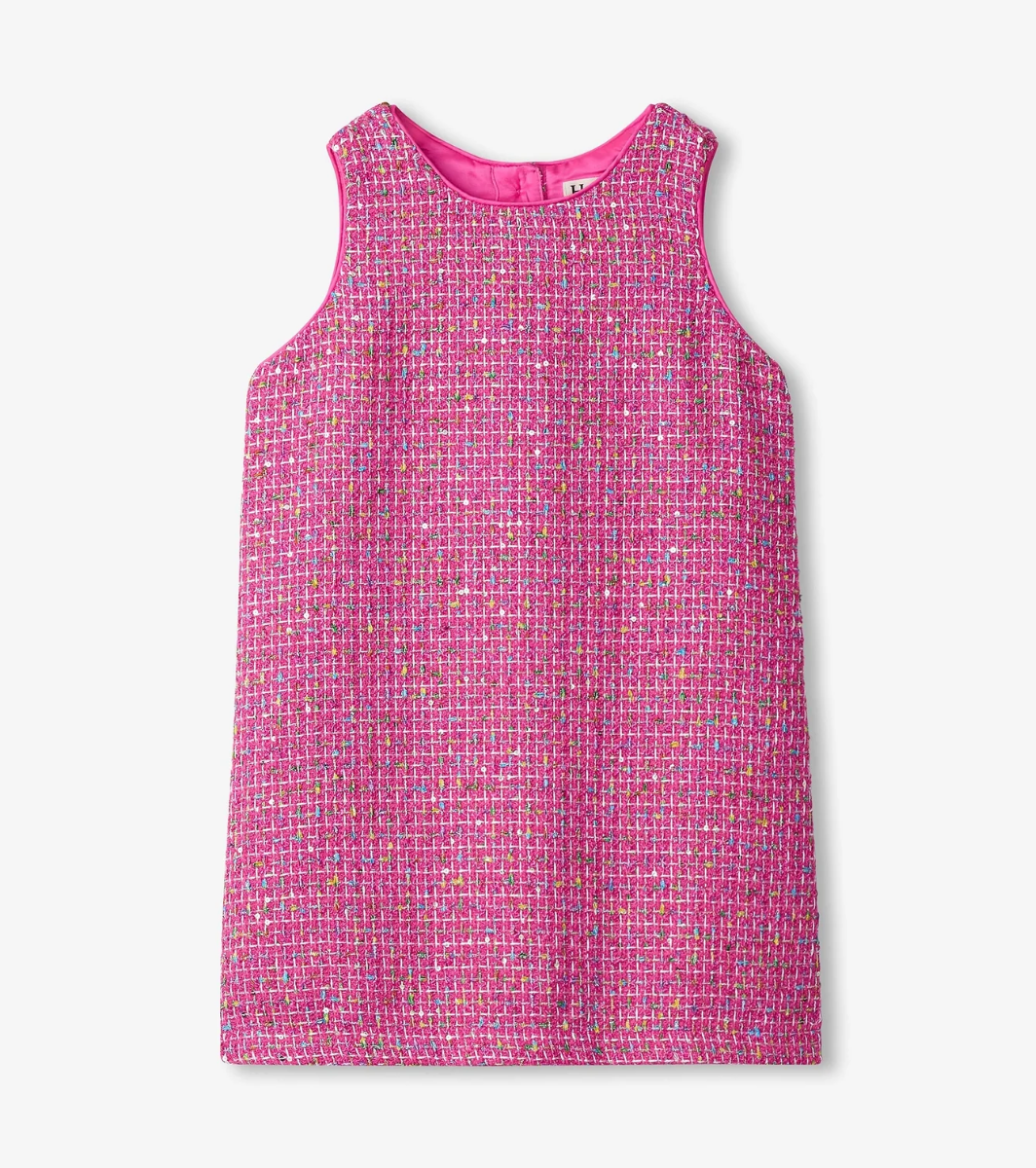 Hot Pink Rose Violet Tweed Dress