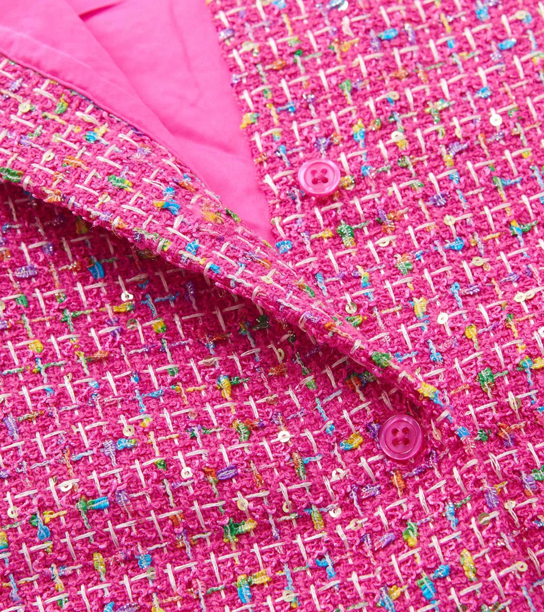 Hot Pink Rose Violet Tweed Dress