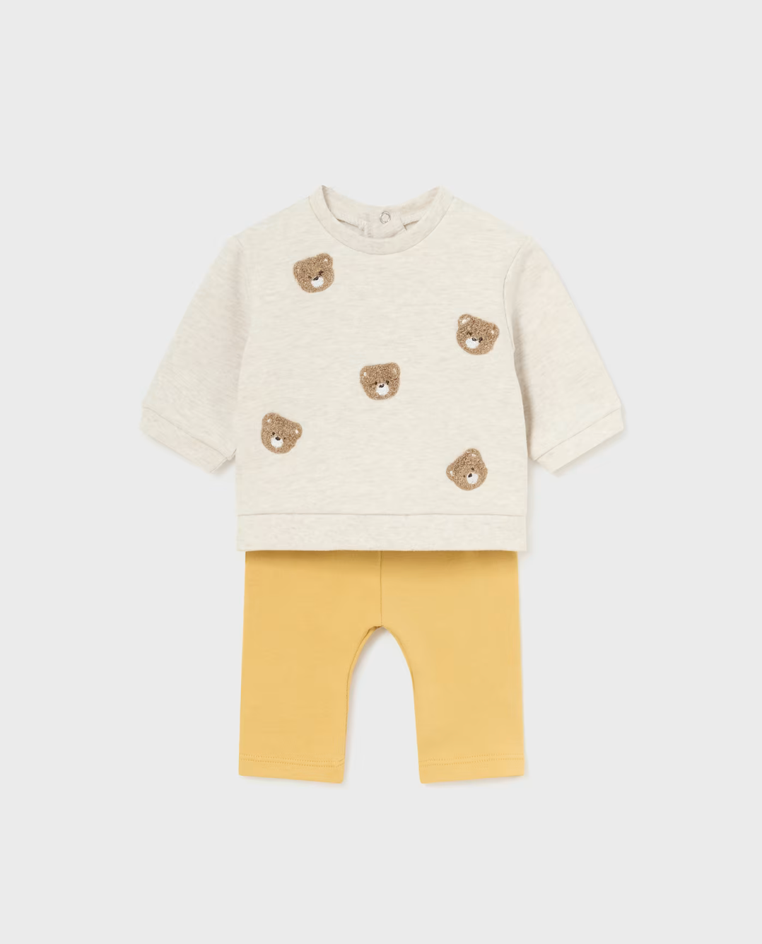 White Bears Top & Ruffle Yellow Leggings