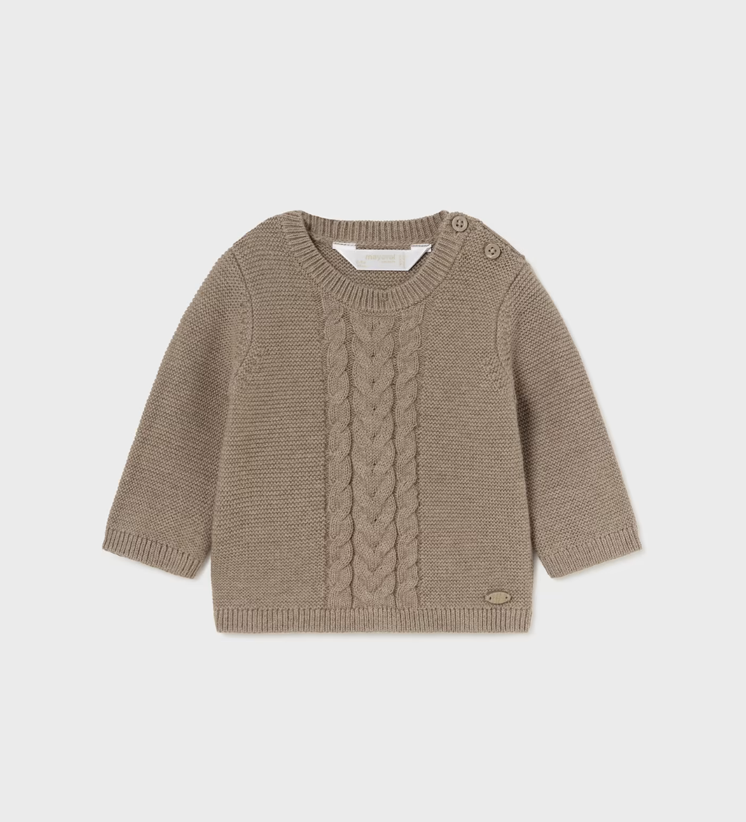 Tiramisu Brown Center Cable Knit Sweater