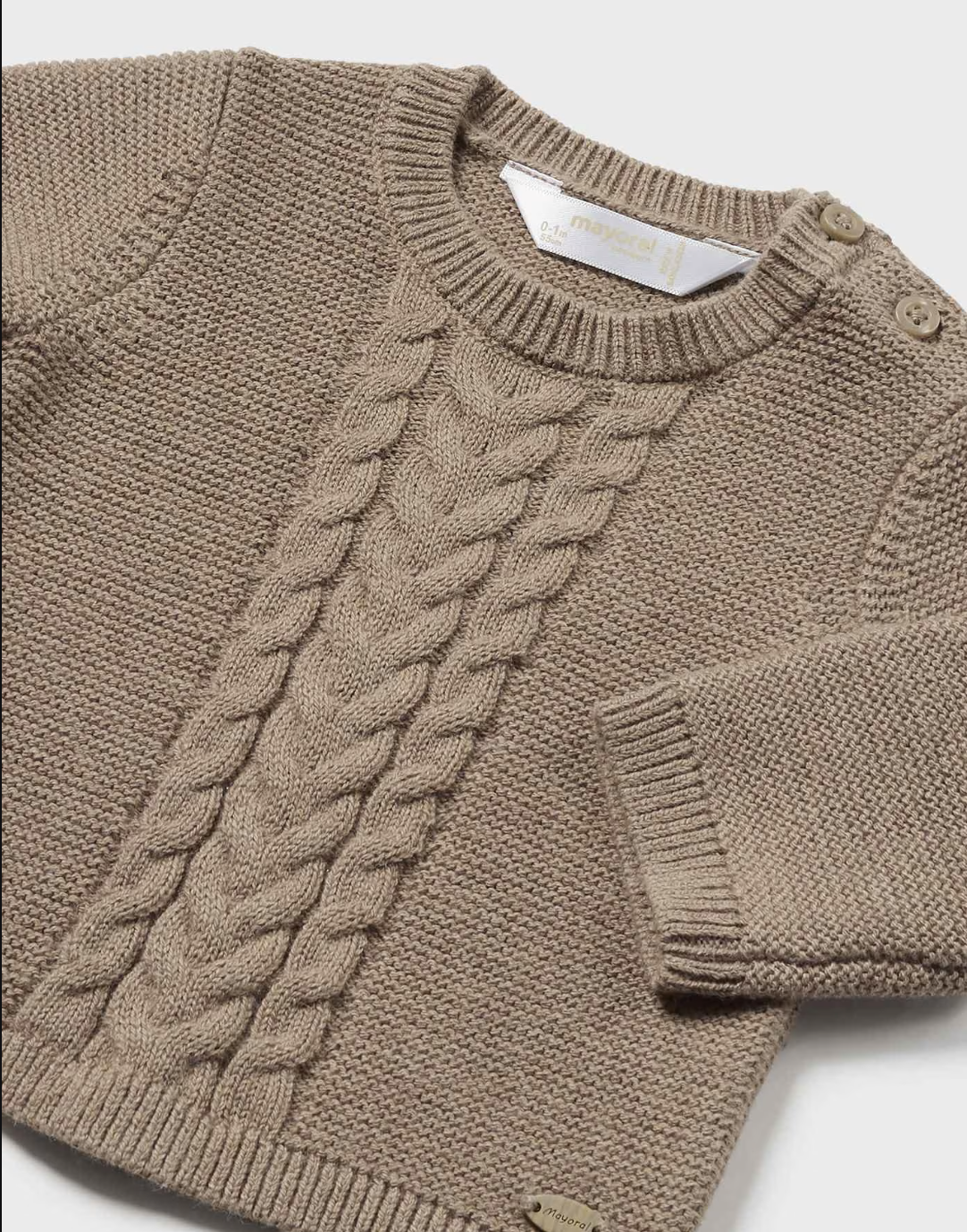 Tiramisu Brown Center Cable Knit Sweater