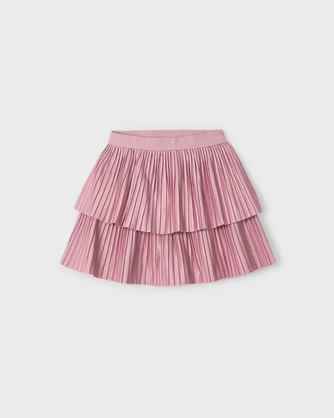 Rose Pink Pleated Tiered Skirt