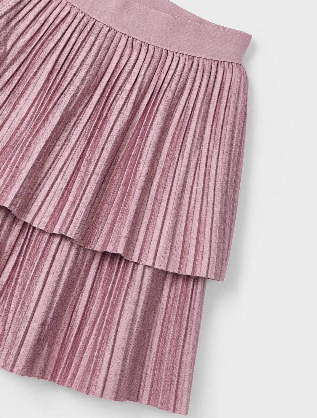 Rose Pink Pleated Tiered Skirt