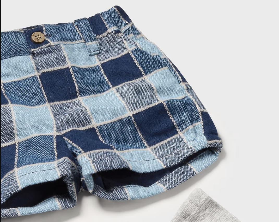 Blue Train Sweatshirt & Plaid Shorts