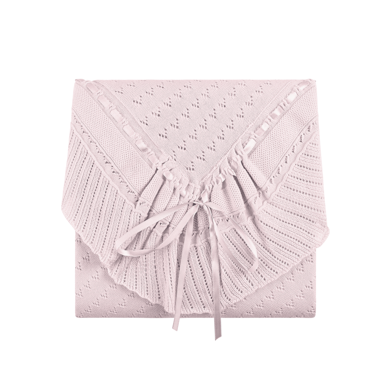 Feltman Pointelle Knit Ruffle Ribbon Blanket