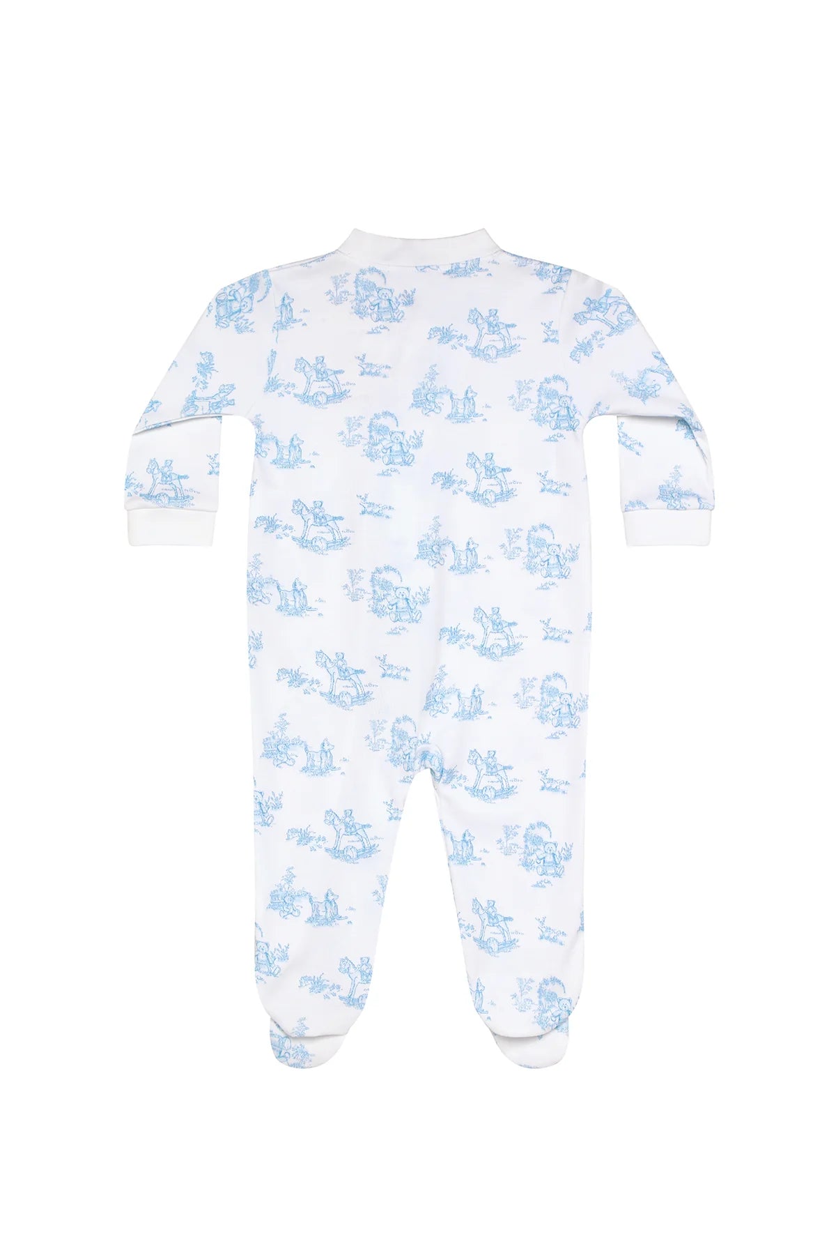 Blue Toile Zipper Footie