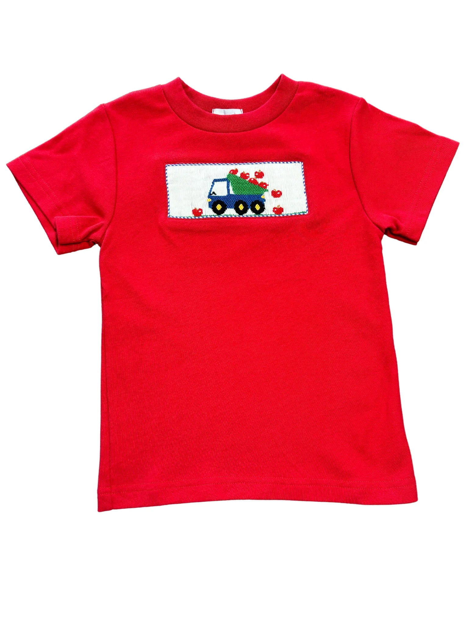 Red Smocked Apple Truck Tee