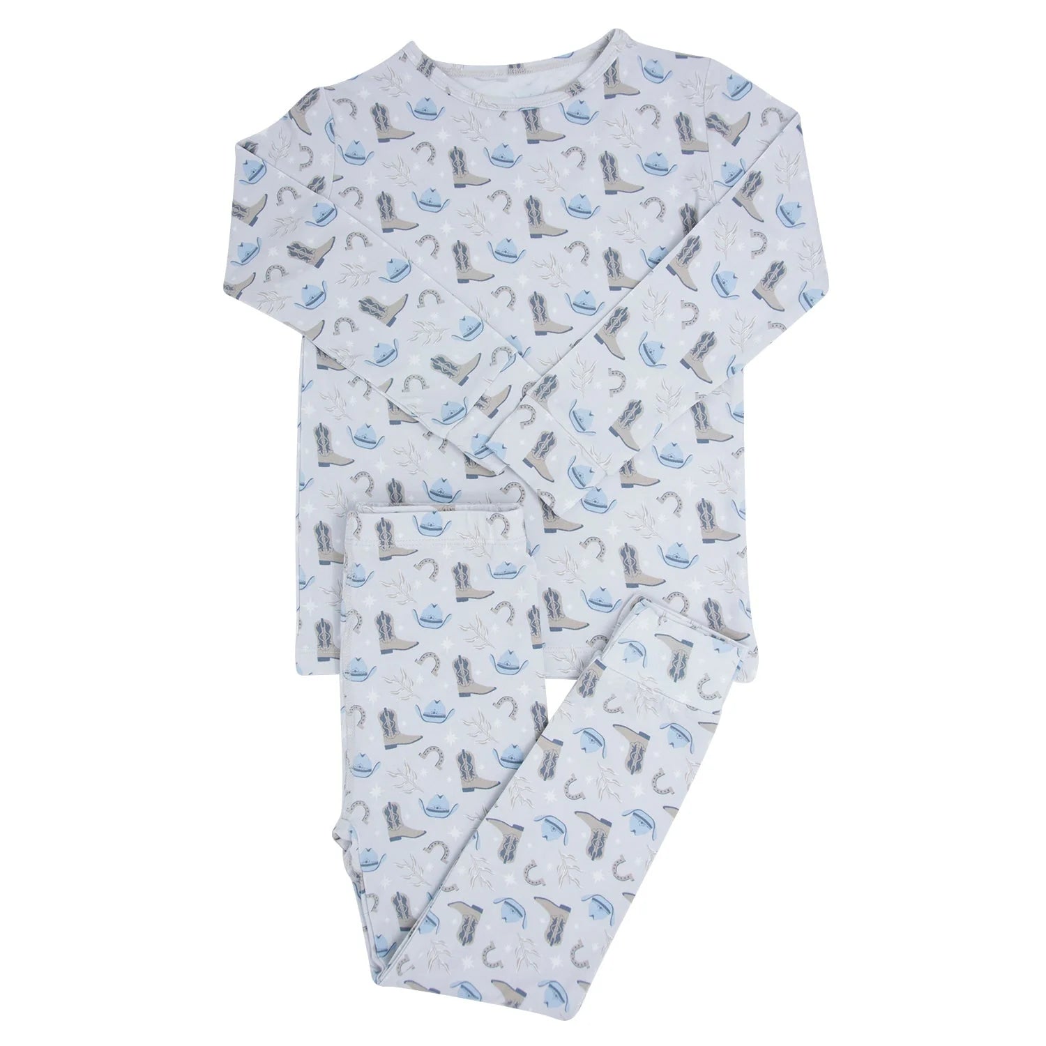 Steel Blue Cowboy Print LS PJ Set