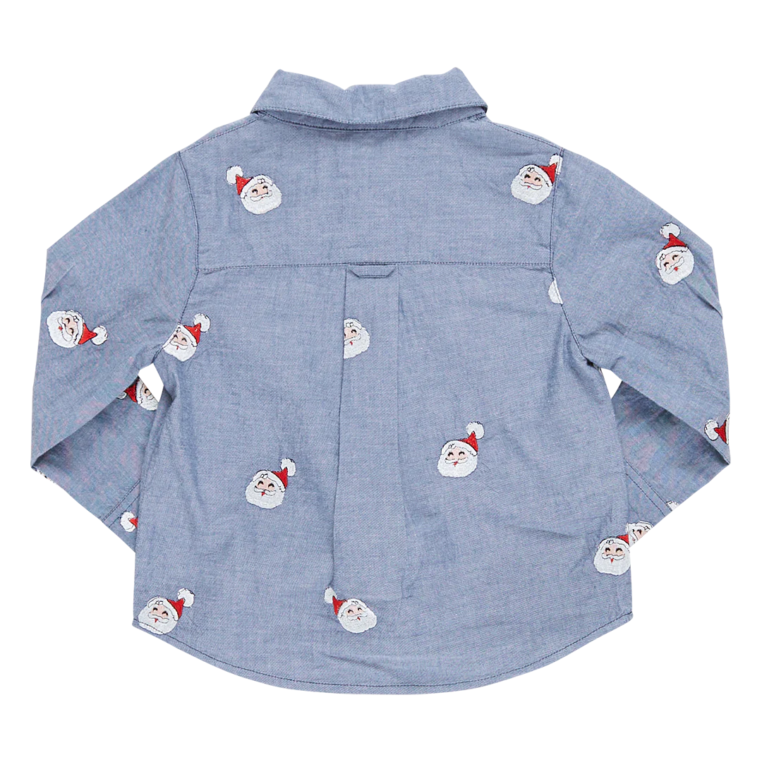 Blue Jack Shirt Santa Embroidery