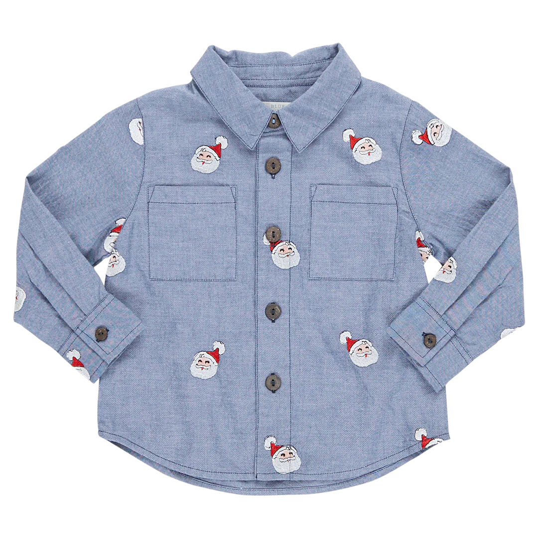 Blue Jack Shirt Santa Embroidery