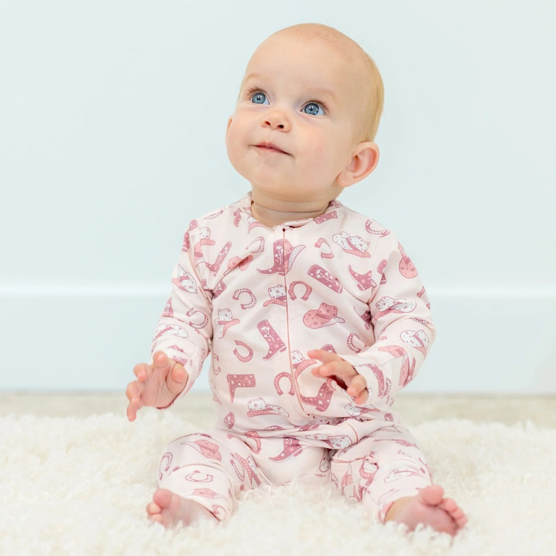 Pale Pink Cowgirl Print Convertible Romper