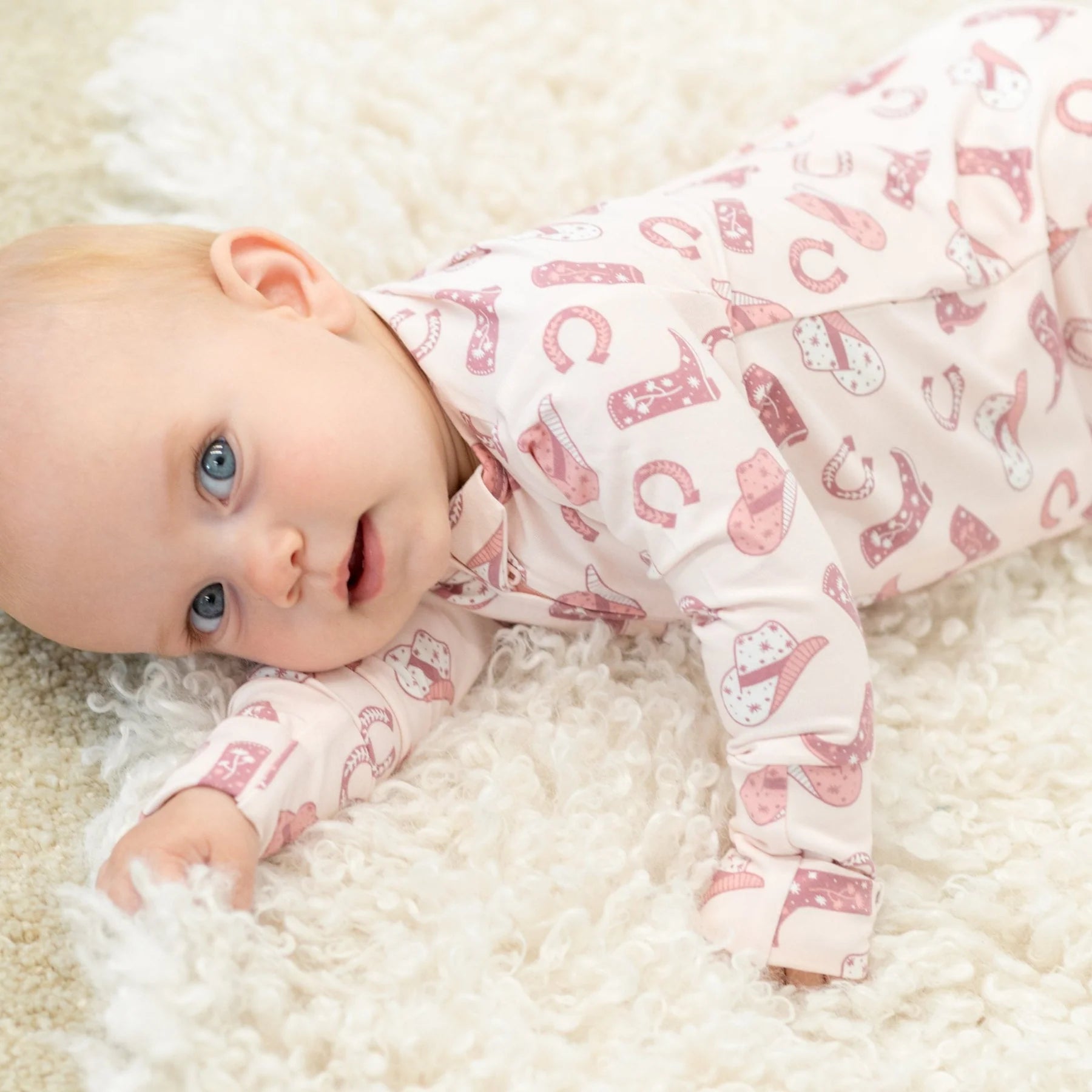 Pale Pink Cowgirl Print Convertible Romper