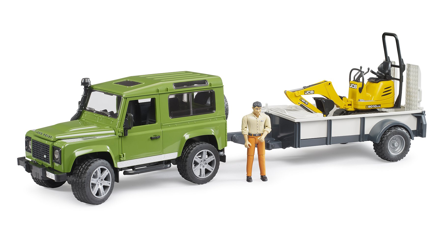 Land Rover w Trailer and Worker