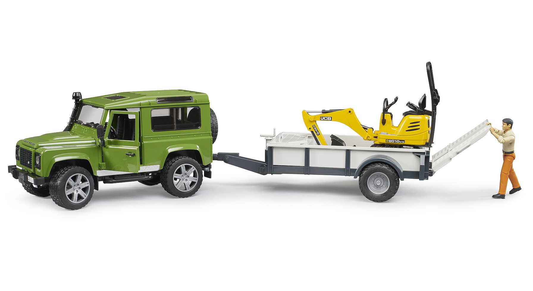 Land Rover w Trailer and Worker