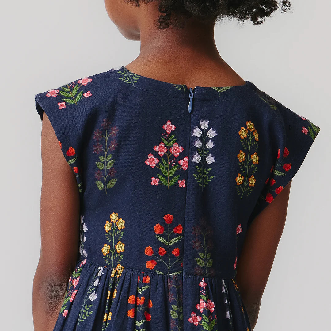 Peachy Dress Navy Field Floral