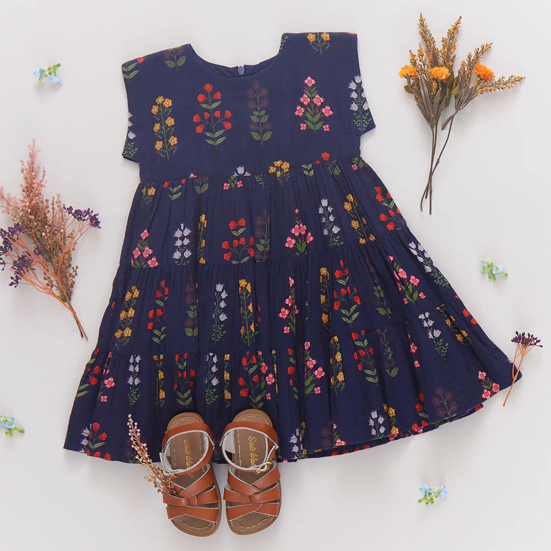 Peachy Dress Navy Field Floral