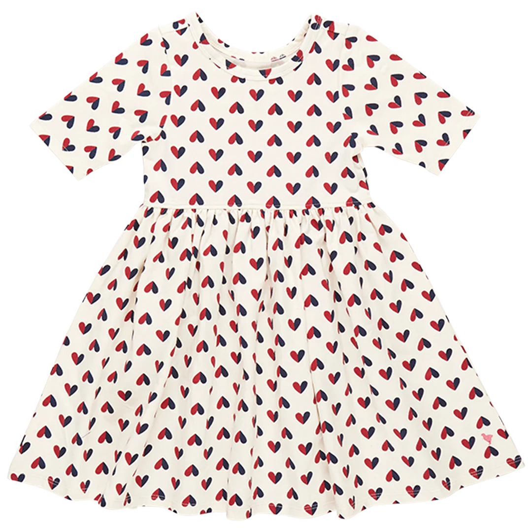 Organic Steph Dress Mini Half Hearts