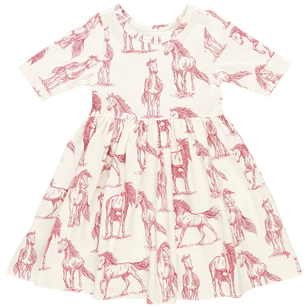 Organic Steph Dress Vintage Rose Horses