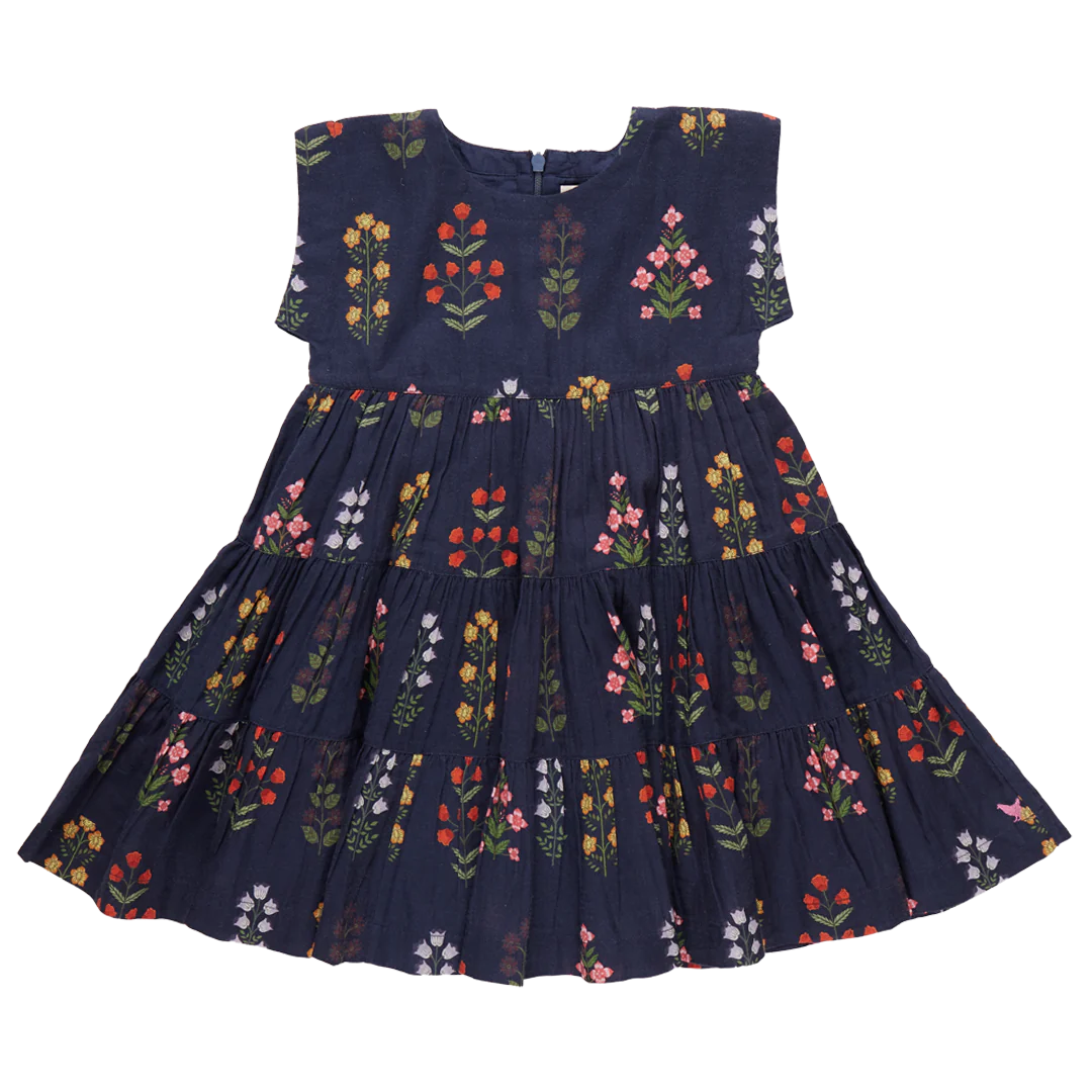 Peachy Dress Navy Field Floral