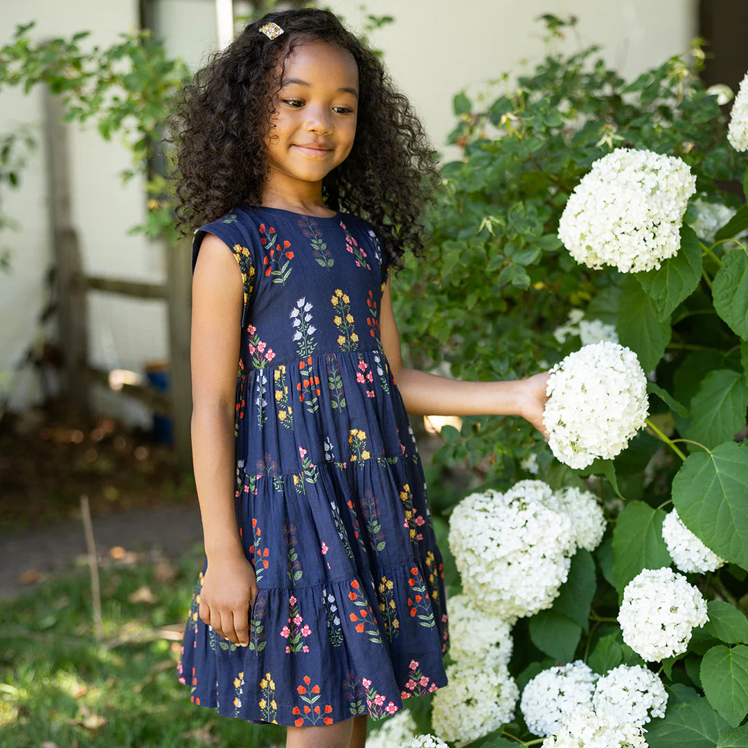 Peachy Dress Navy Field Floral