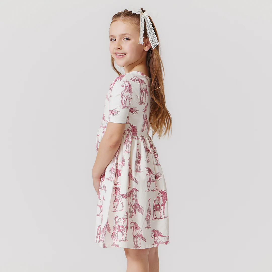 Organic Steph Dress Vintage Rose Horses