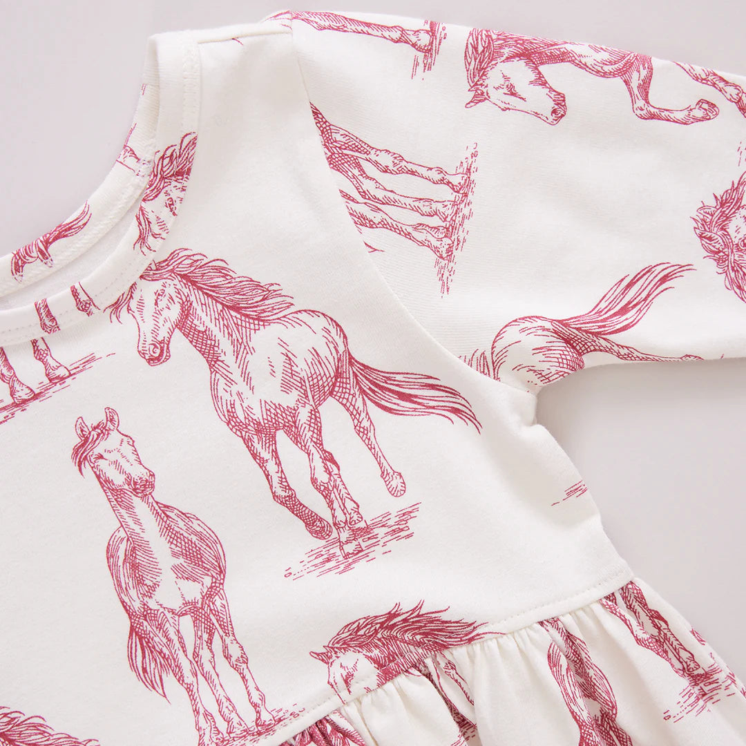 Organic Steph Dress Vintage Rose Horses