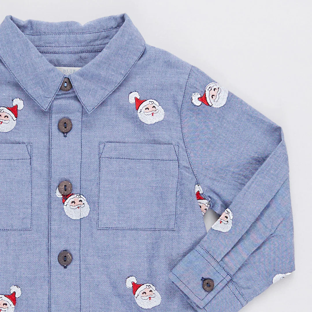 Blue Jack Shirt Santa Embroidery