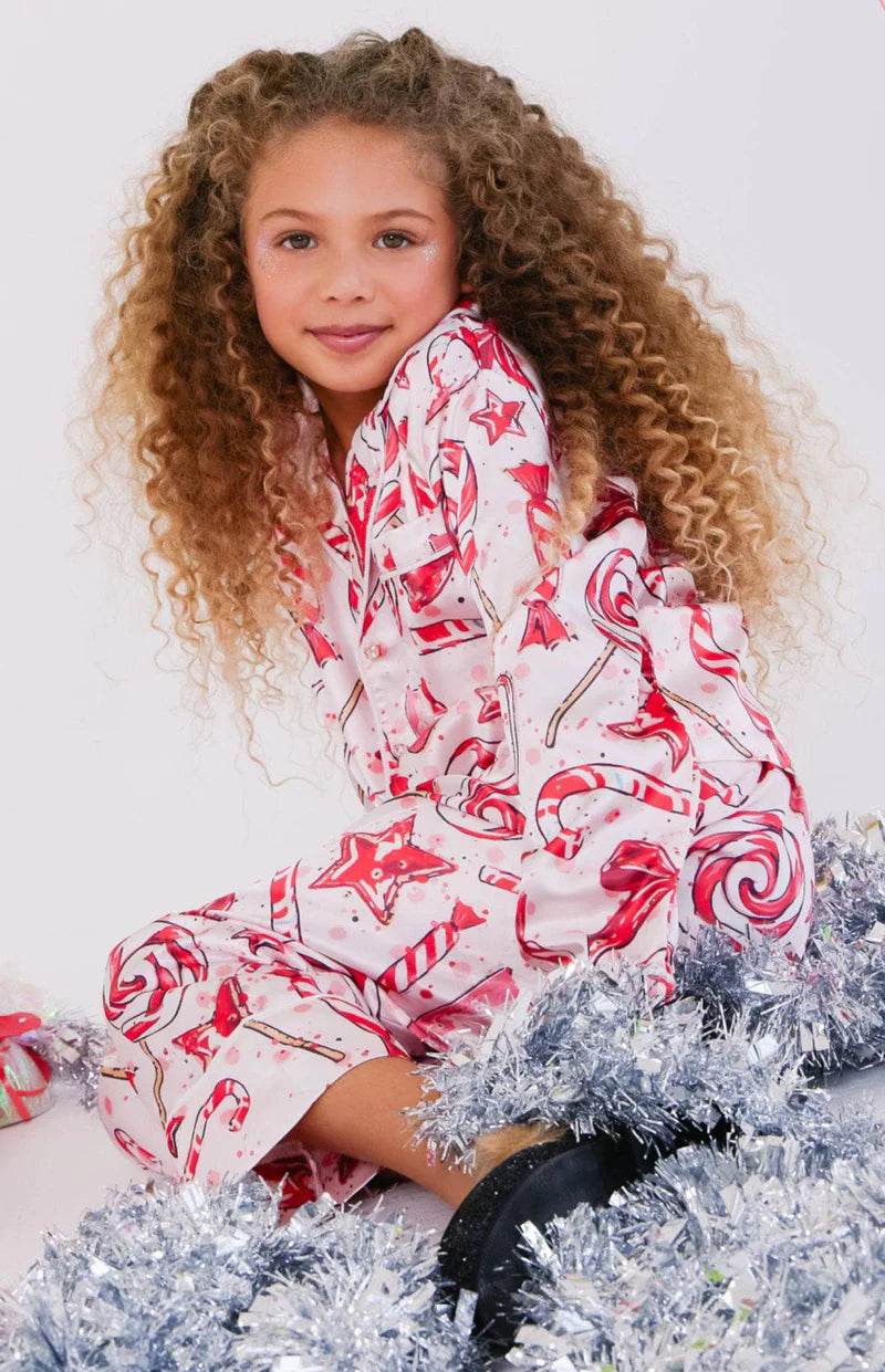 Sweet Winter Candy Cane Silky PJ Set