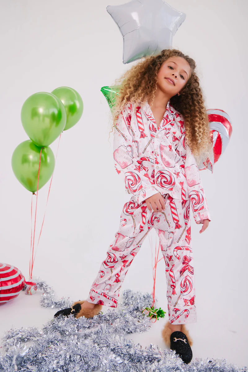 Sweet Winter Candy Cane Silky PJ Set