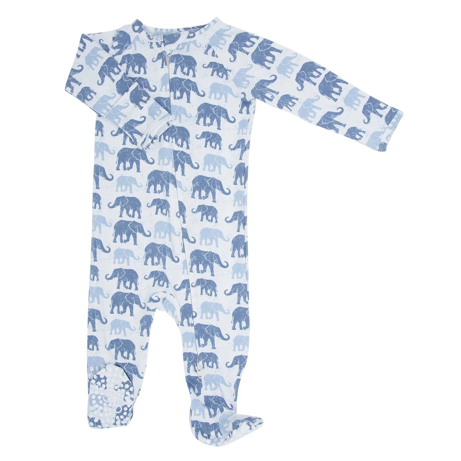 Mix Blue Elephants Zipper Footie